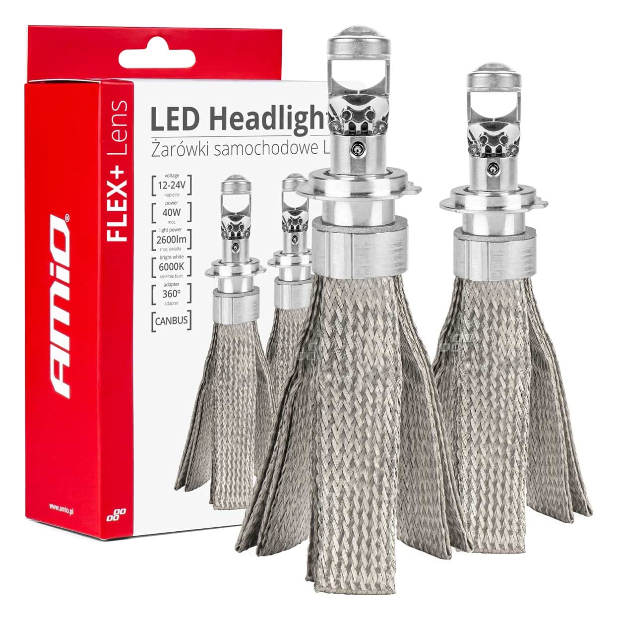 LED avtomobilske žarnice AMiO Flex+ H7 s socivko 6000K Canbus