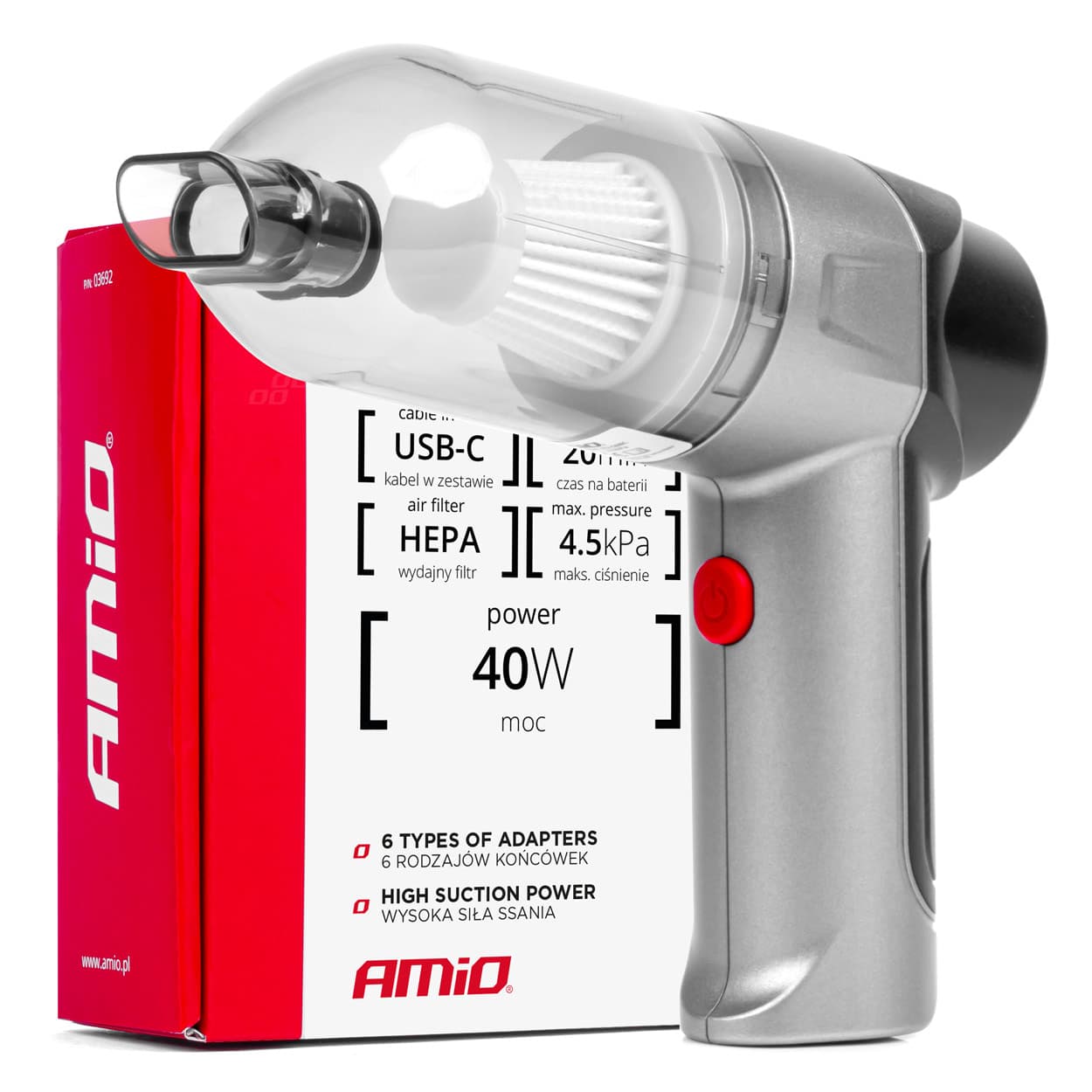 AMiO Akumulatorski sesalnik, HEPA, 40W, 4000mAh