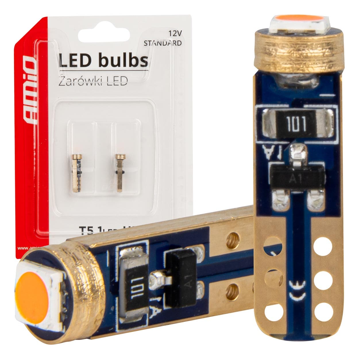 LED žarnice AMiO Standard Red W1W T5, 12V, rdeče