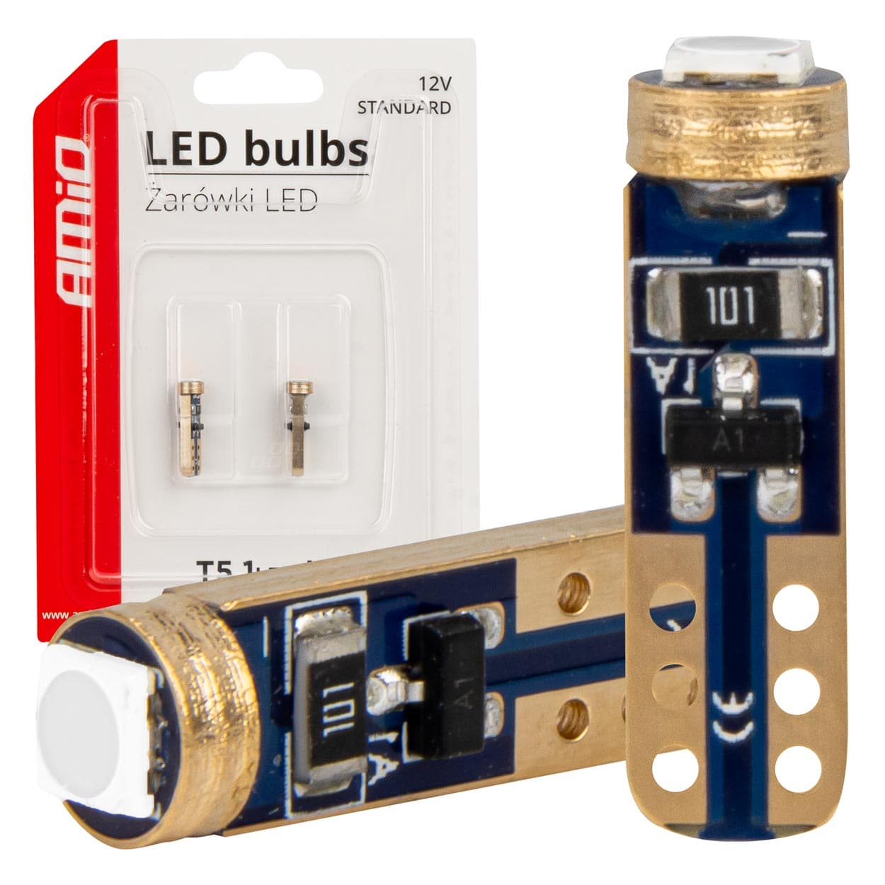 LED žarnice AMiO Standard Green W1W T5, 12V, zelene