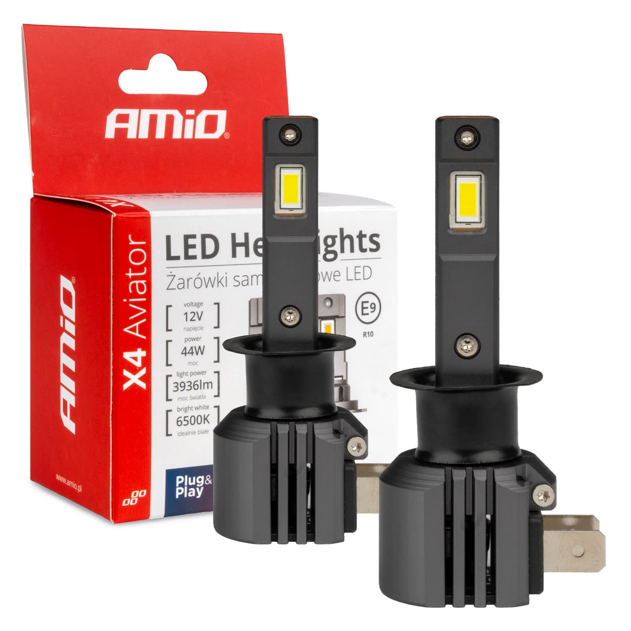 AMiO LED žarnici X4 AVIATOR H1 6500K CANBUS