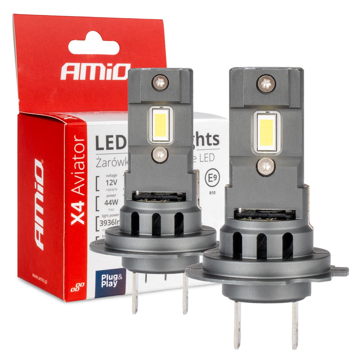 LED avtomobilske žarnice AMiO X4 Aviator H7/H18, 6500K, Canbus
