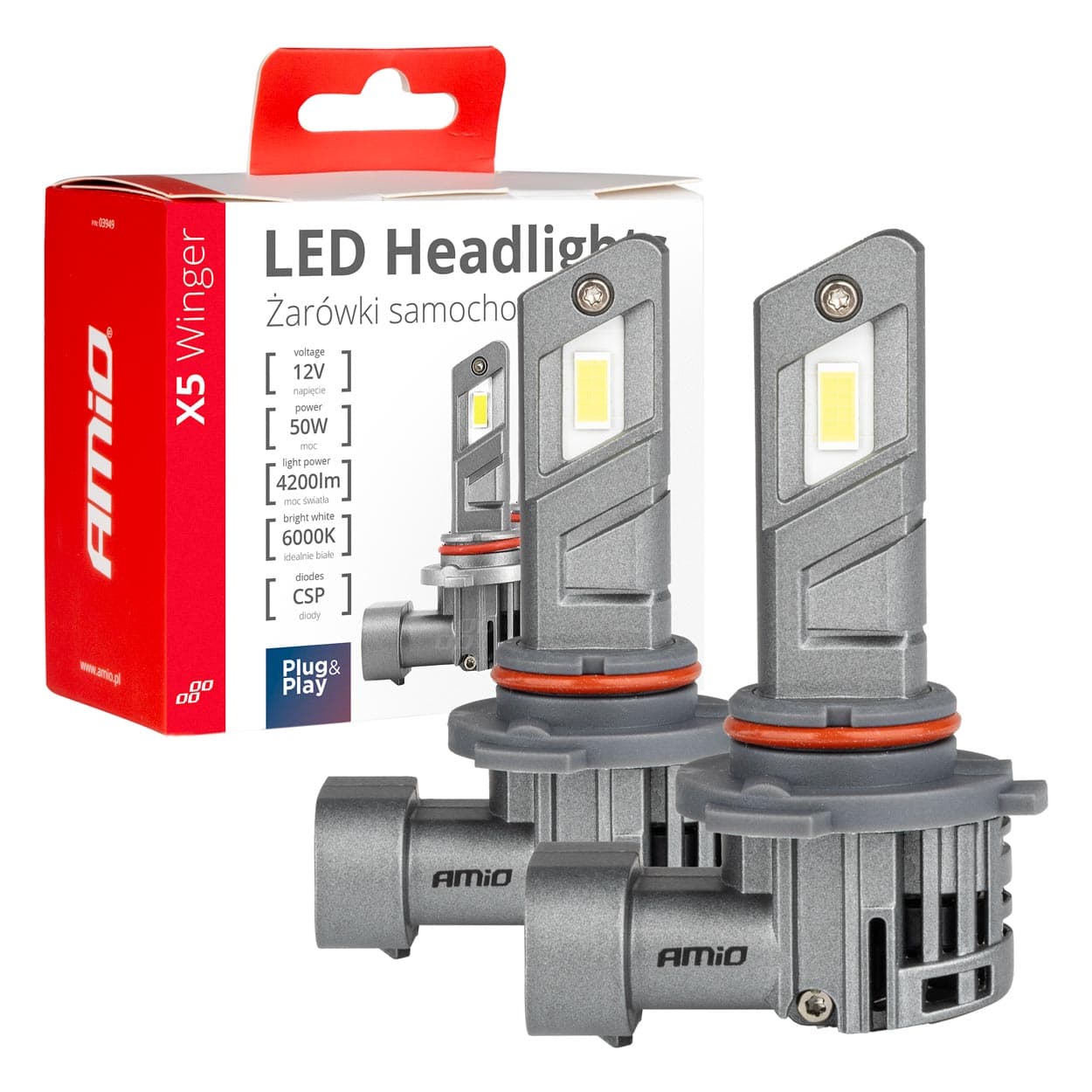 AMiO LED žarnici X5 WINGER HB3 6000K CANBUS