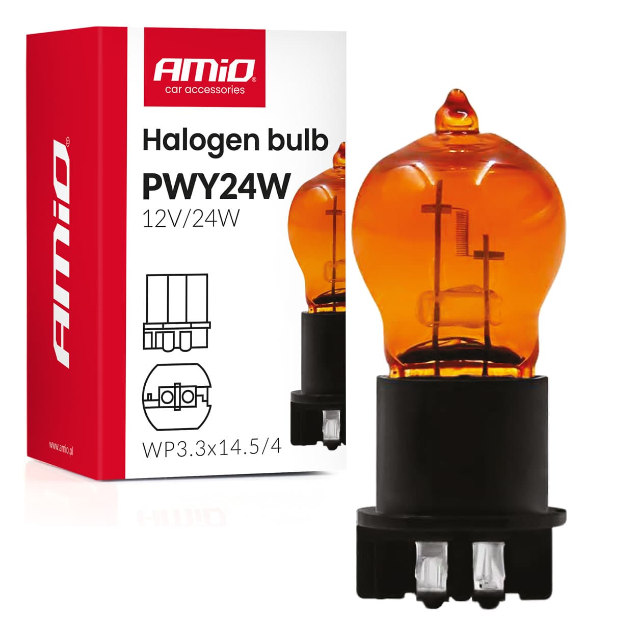 Avtomobilska žarnica AMiO PWY24W Amber 12V 24W