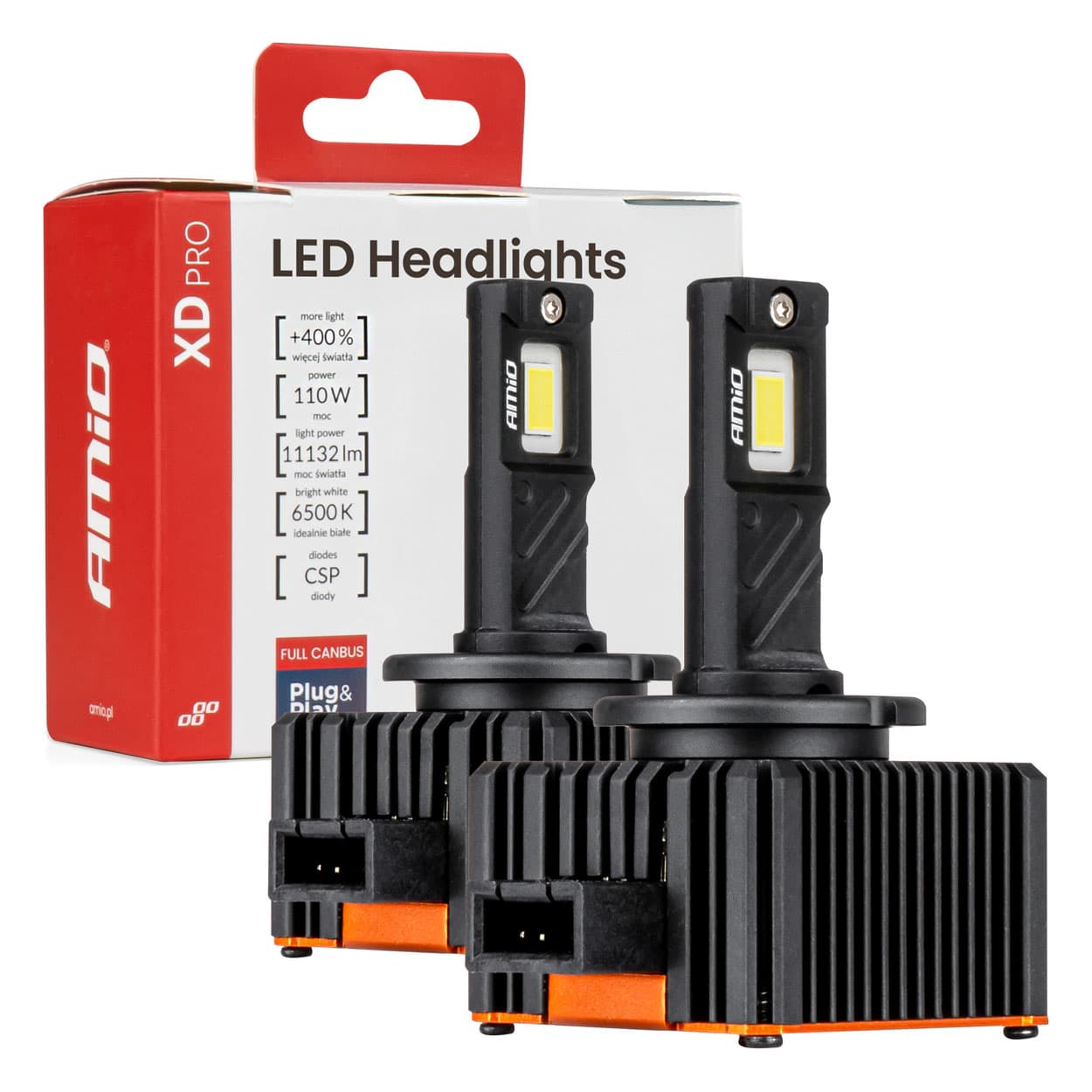 AMiO XD PRO LED žarnici D1S/D1R, Full Canbus, 110W, 6500K