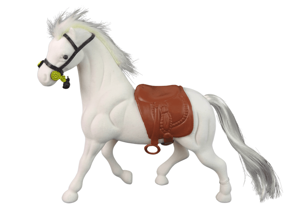 Figurica konja LEAN TOYS, beli, s sedlom