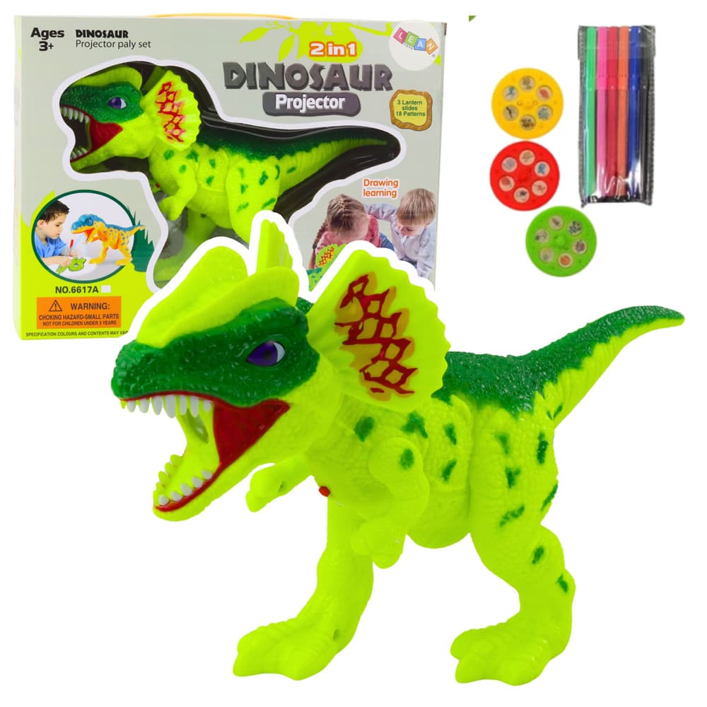 LEAN TOYS Projektor dinozaver za risanje s 18 slikami in pisali