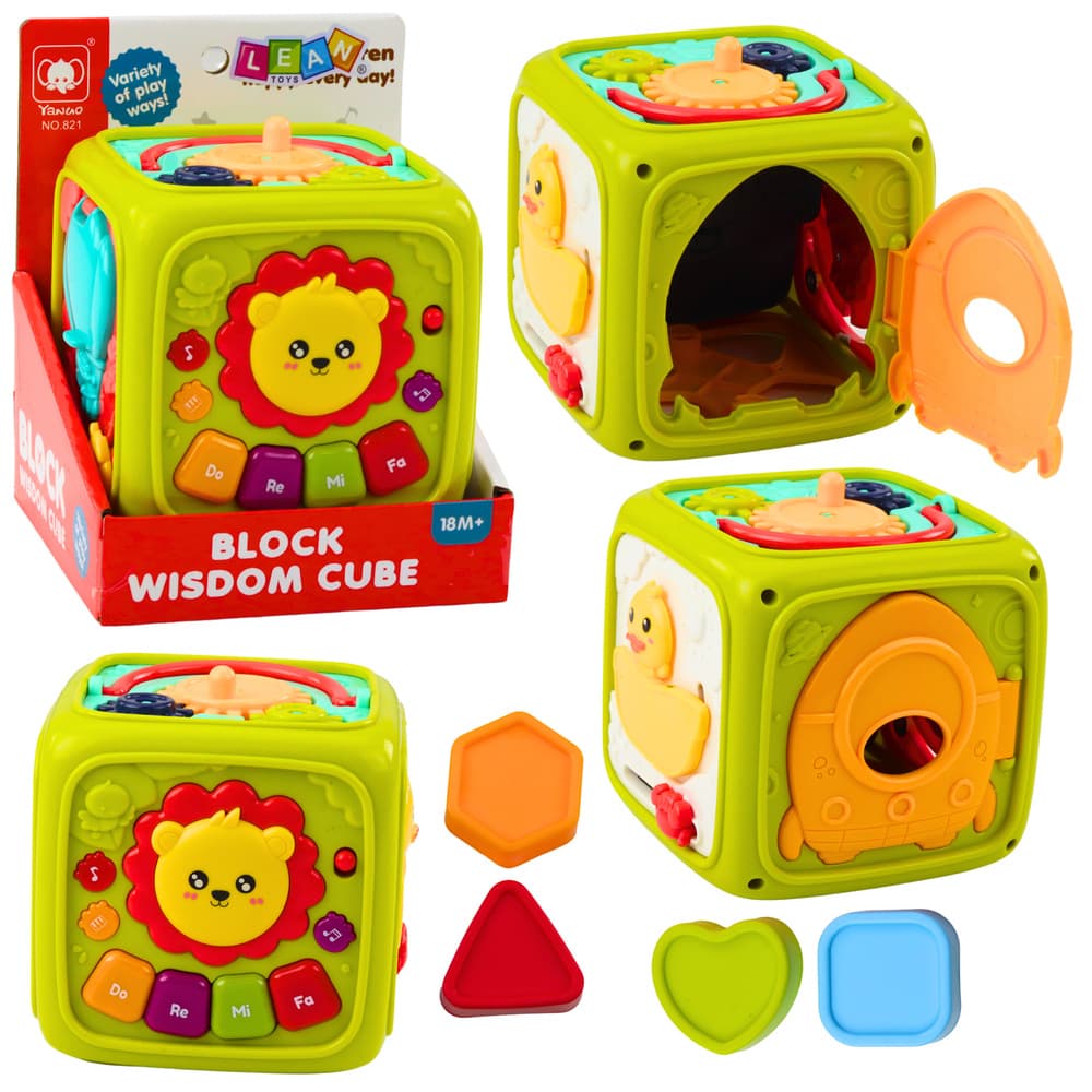 LEAN TOYS Interaktivna izobraževalna kocka levinček, zelena