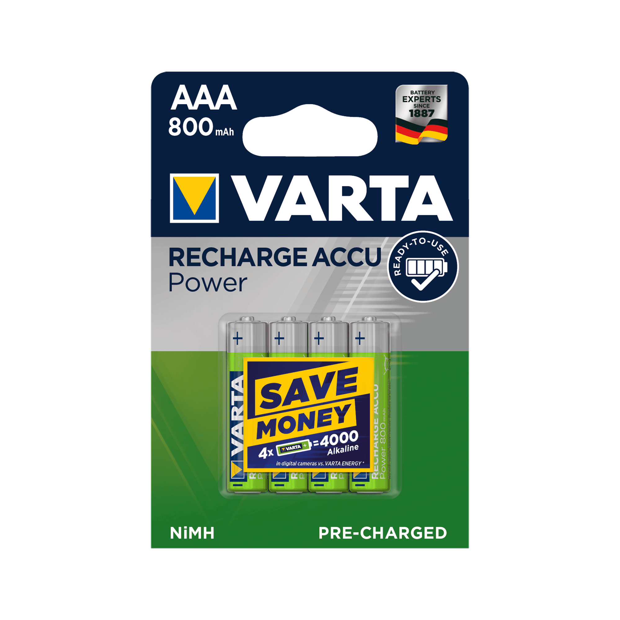 Akumulatorska baterija Varta AAA 800mAh 4 kos