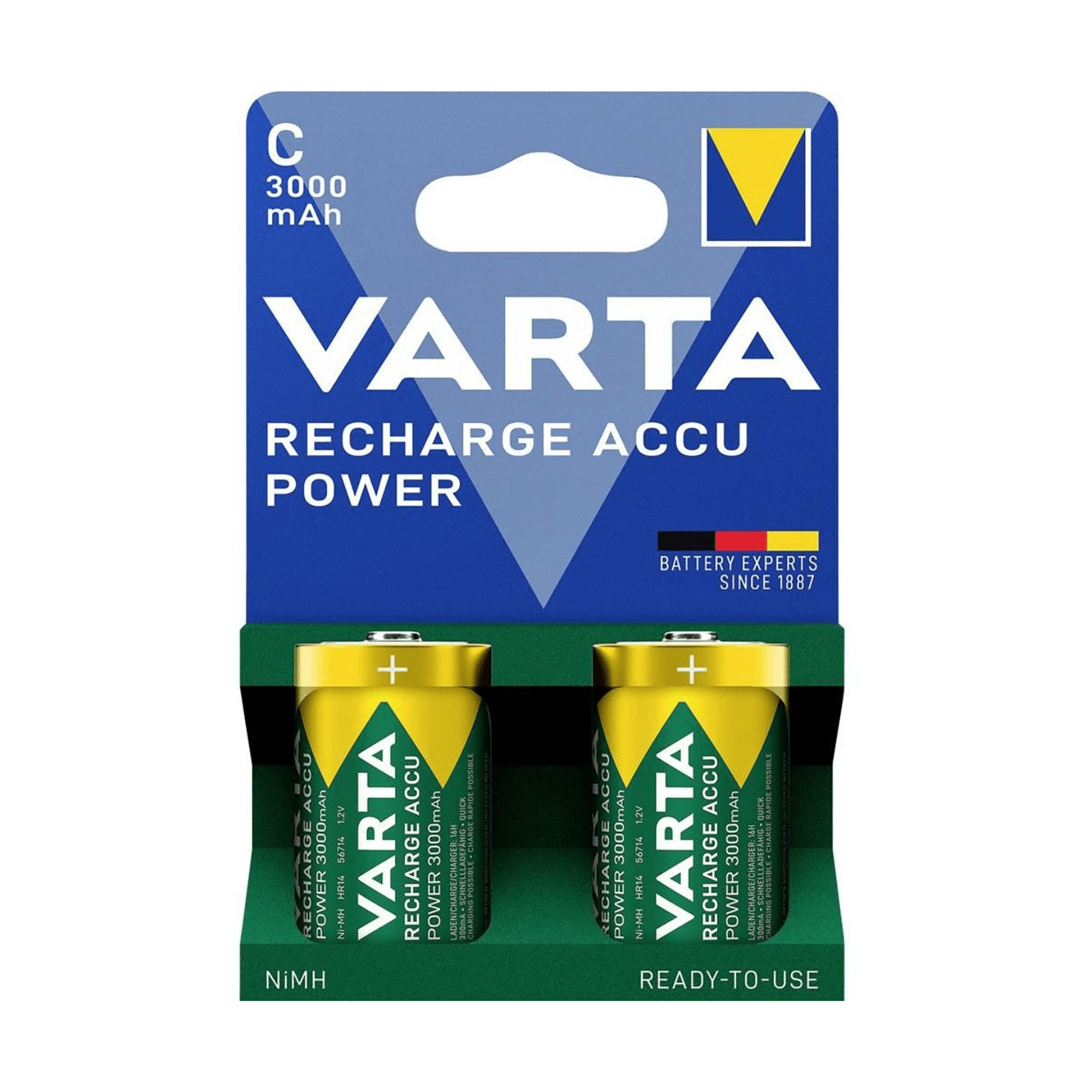 Polnilna baterija Varta C/R14 NiMH 3000mAh, 2 kosa
