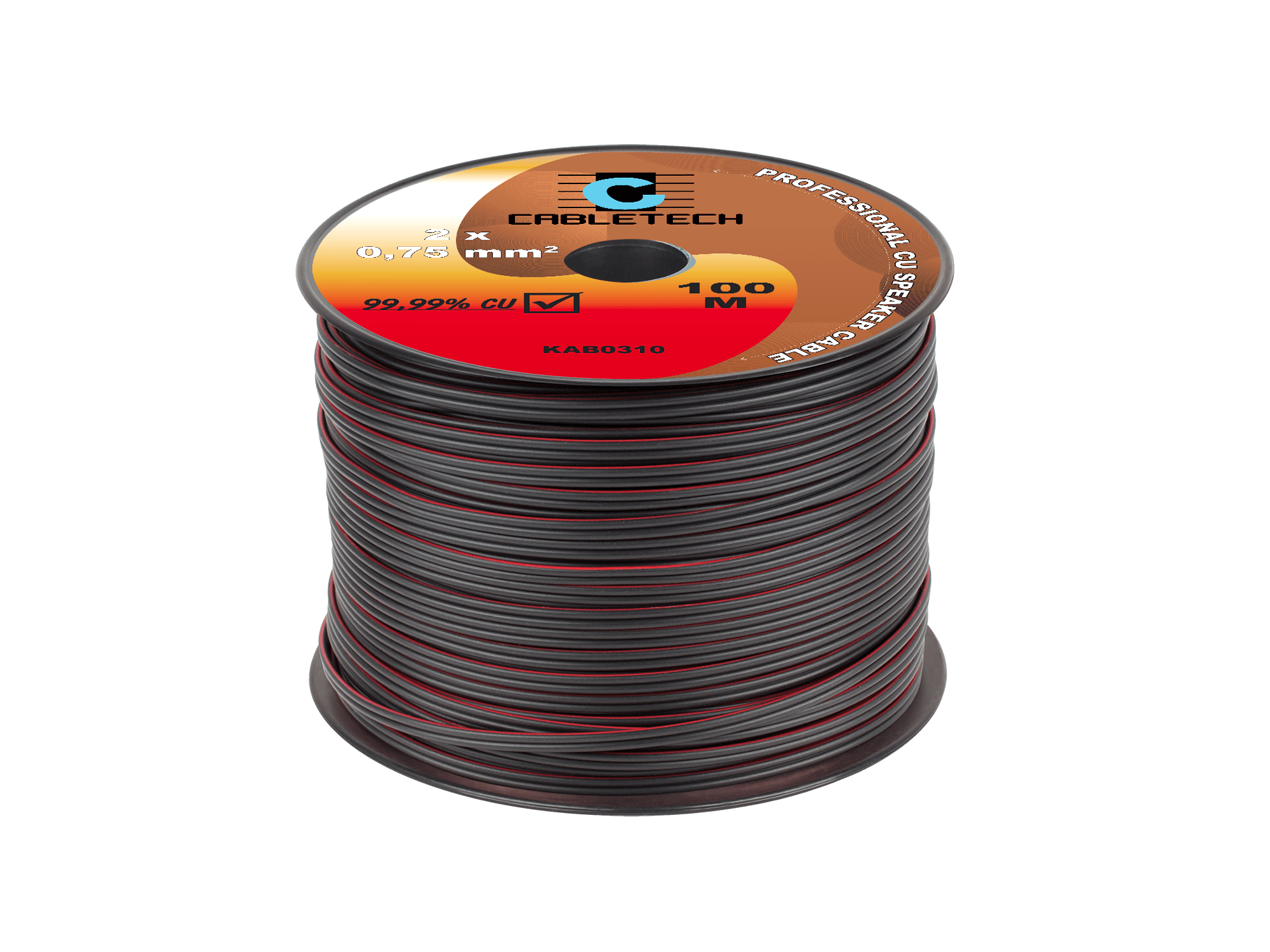 Kabelski vodnik za zvočnike Cabletech 2x0,75mm, črn