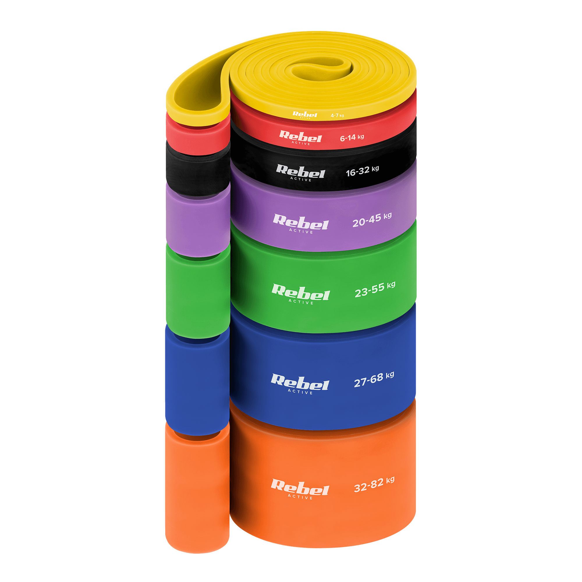 Set 7 gum za vadbo TPE Rebel Active Power Band PT-S7 (4-82 kg)
