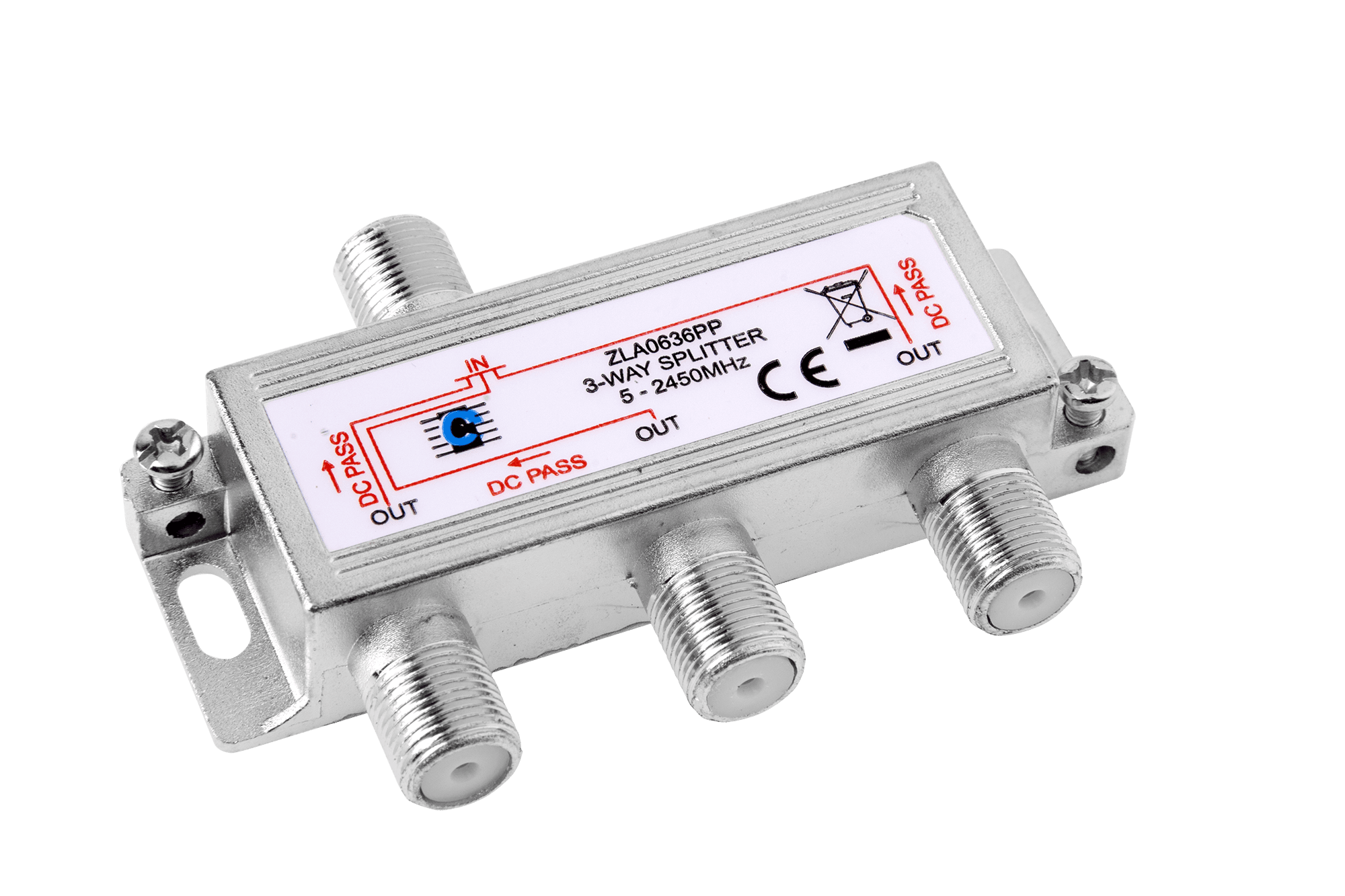 Cabletech 3-smerni razdelilnik signala 5-2450MHz (power pass)