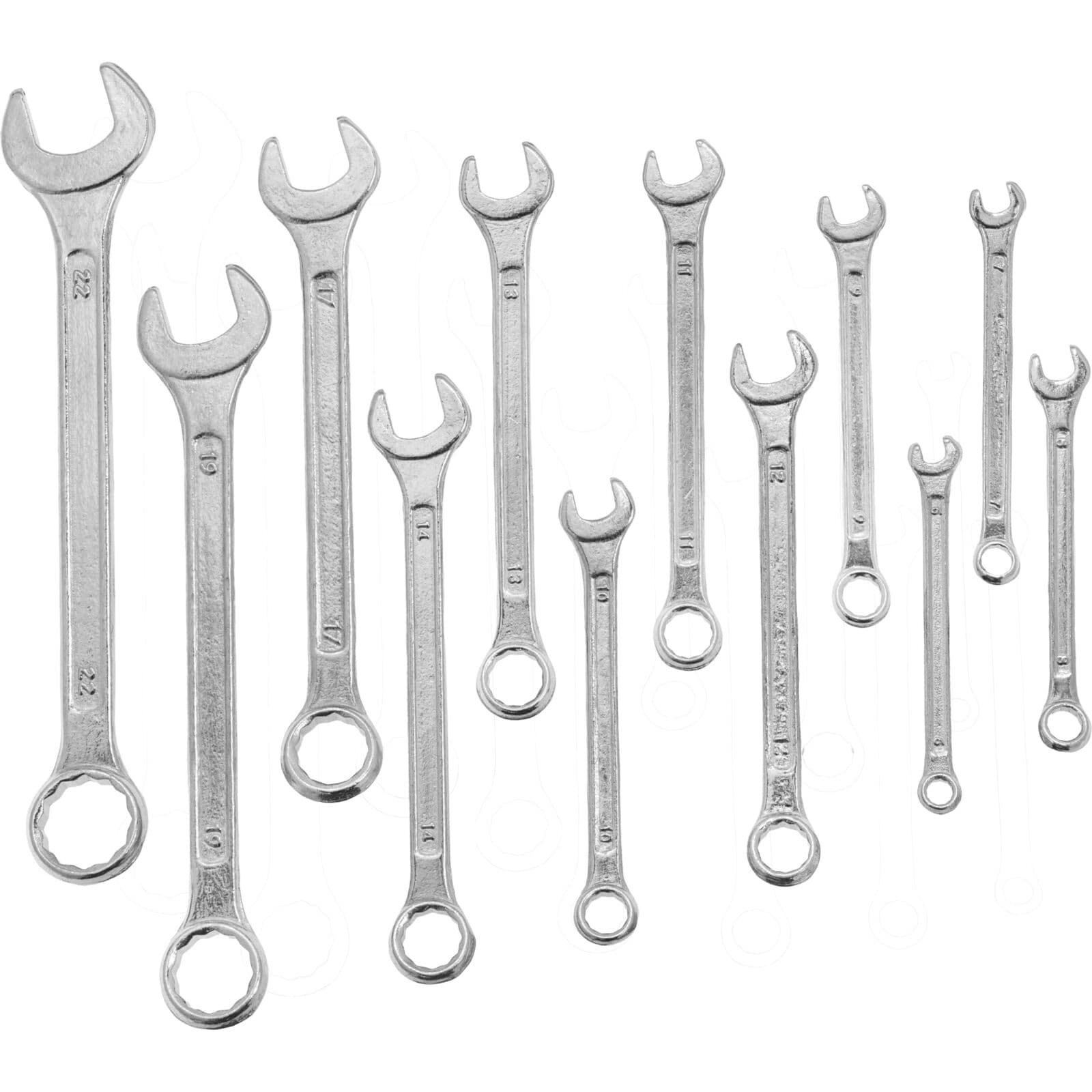Set očesno-vilicastih ključev Mega, 12 kosov, 6-22 mm