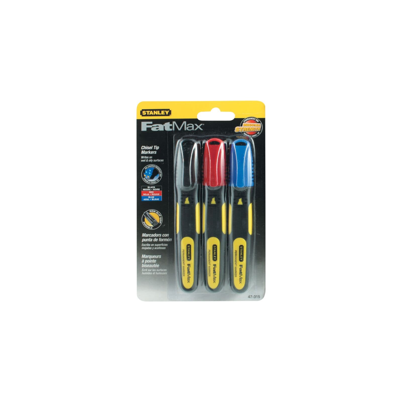 Stanley FatMax marker set, 3 barve, široka konica, 3 kosi