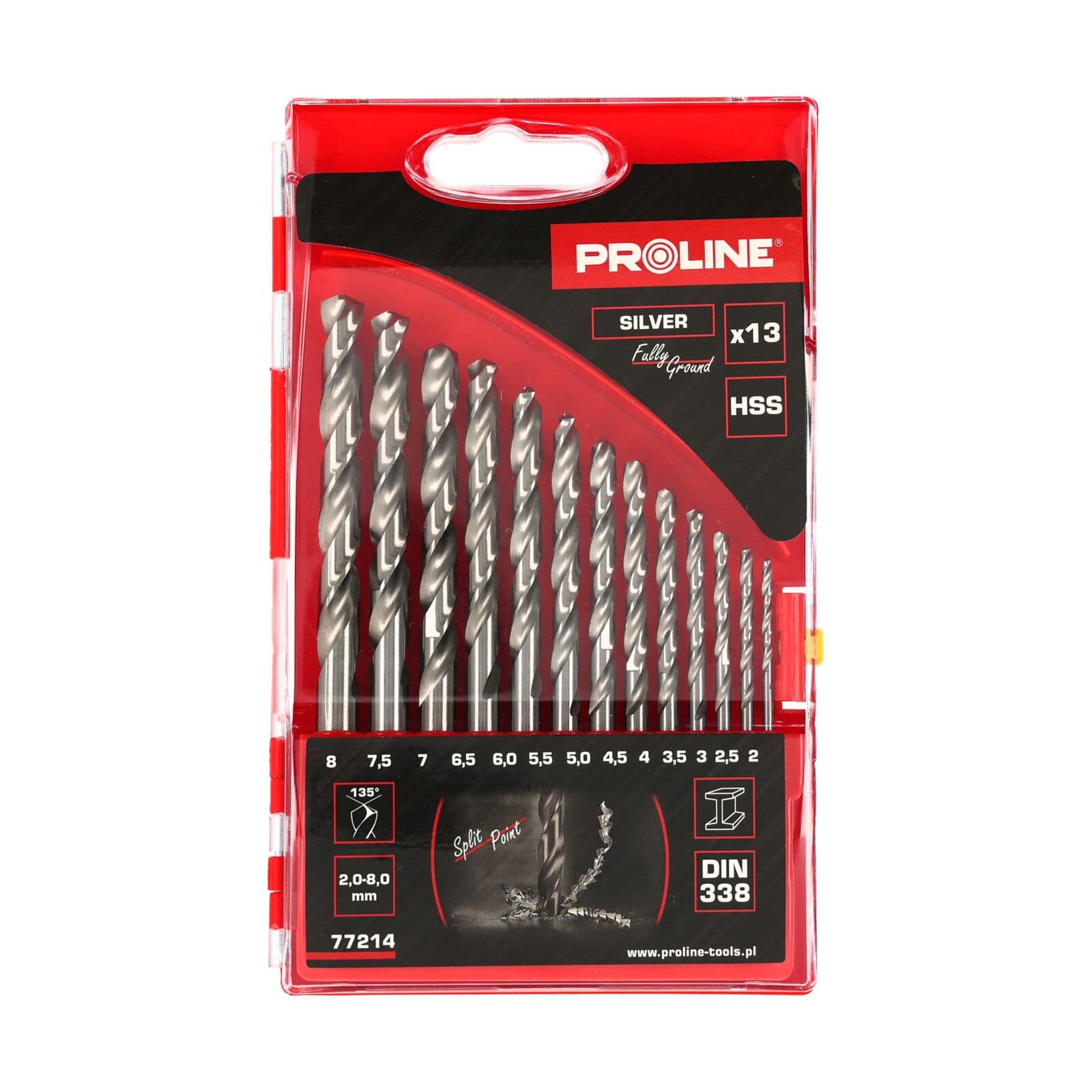 Vrtalnik za kovino Proline HSS DIN338, 13 kosov (2-8 mm)