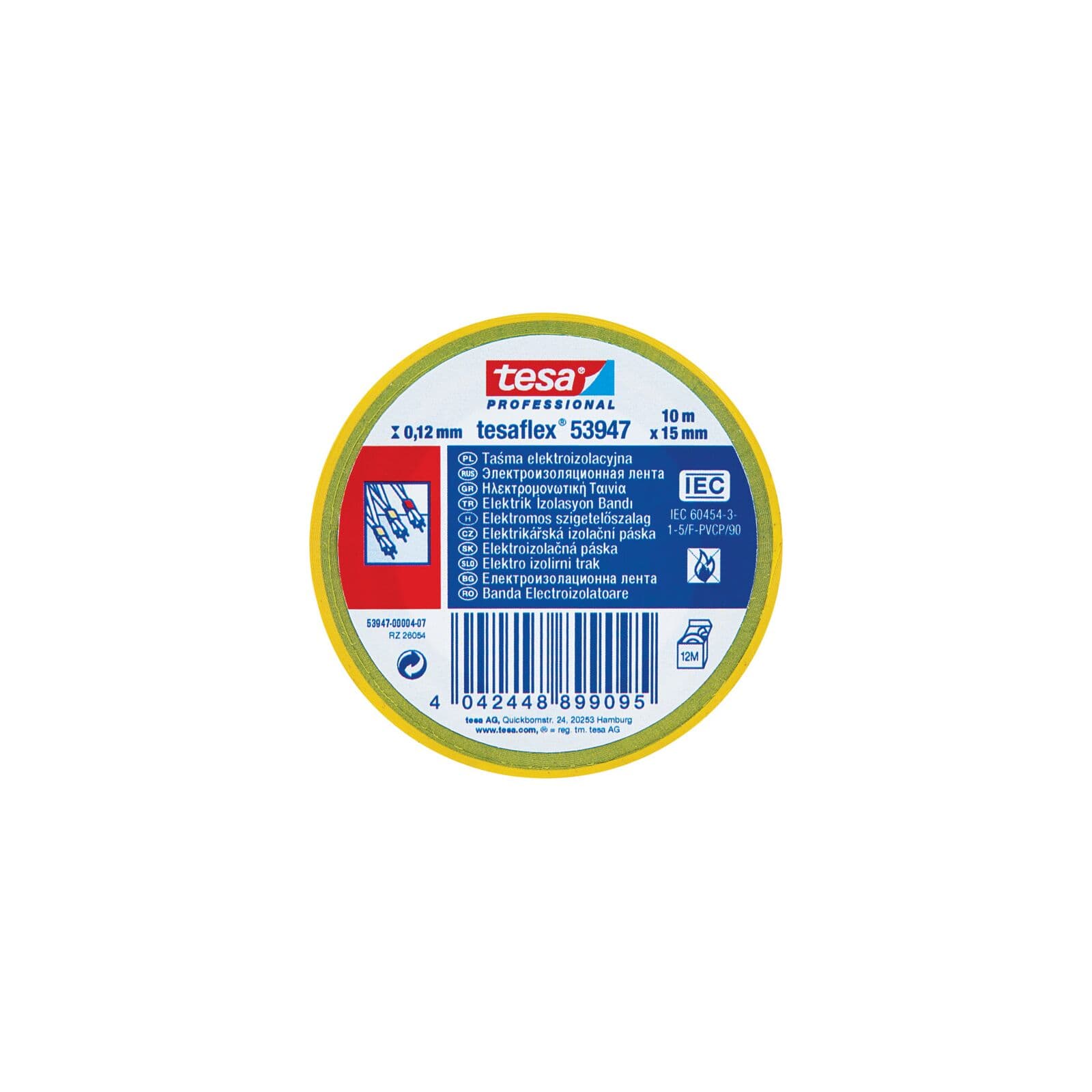 Tesa Elektroizolacijski trak, PVC, 20m:19mm, zeleno-rumena
