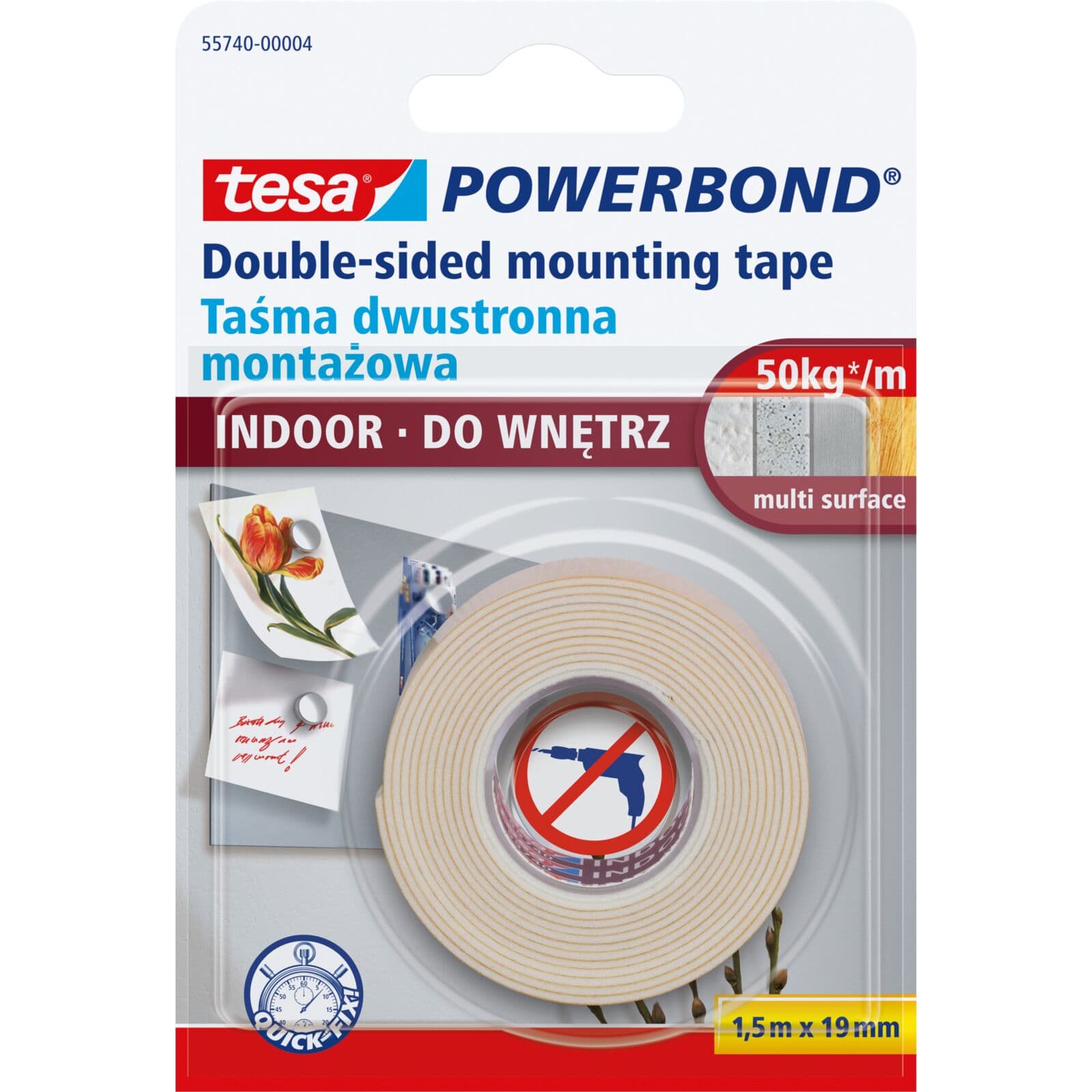 Tesa Powerbond zunanji montažni trak, 1.5 m x 19 mm