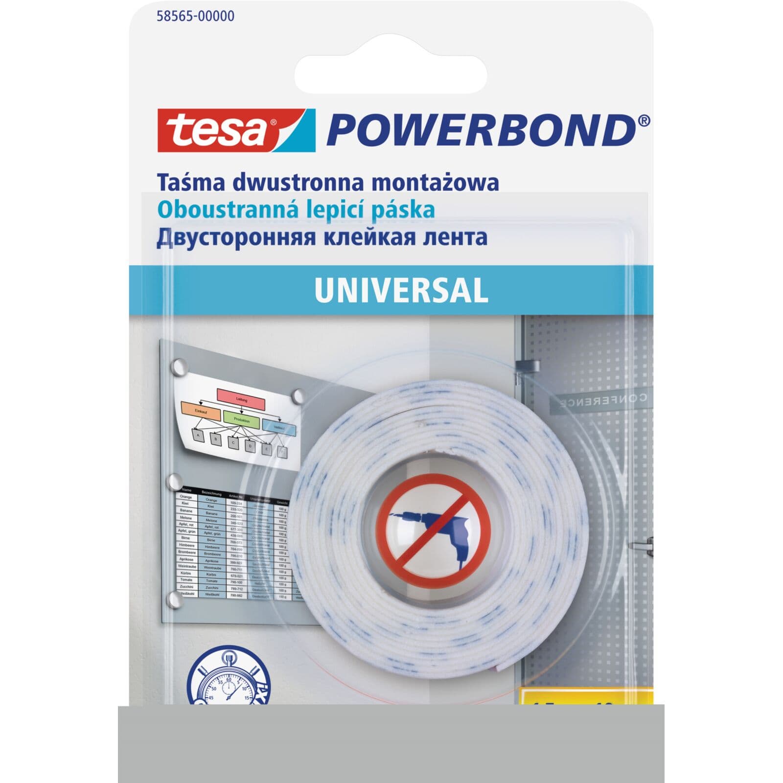 Tesa Powerbond univerzalni montažni trak 1.5m, 19mm