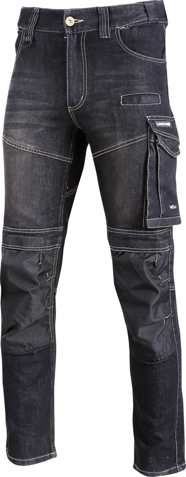 Delovne jeans hlače Lahti Pro, črne, stretch, ojačane, vel. M