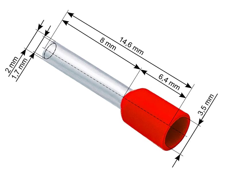 Blow 43-073# Izolirani konektor tulejka 1,5/8 mm, rdeč, 100 kosov