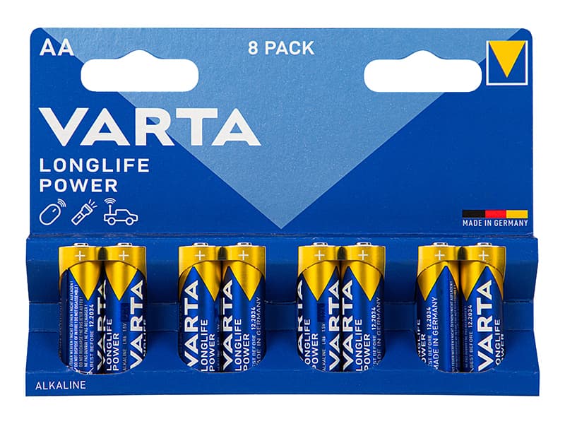 Baterije Varta Longlife Power AA LR6, 1.5V, alkalne, 8 kosov