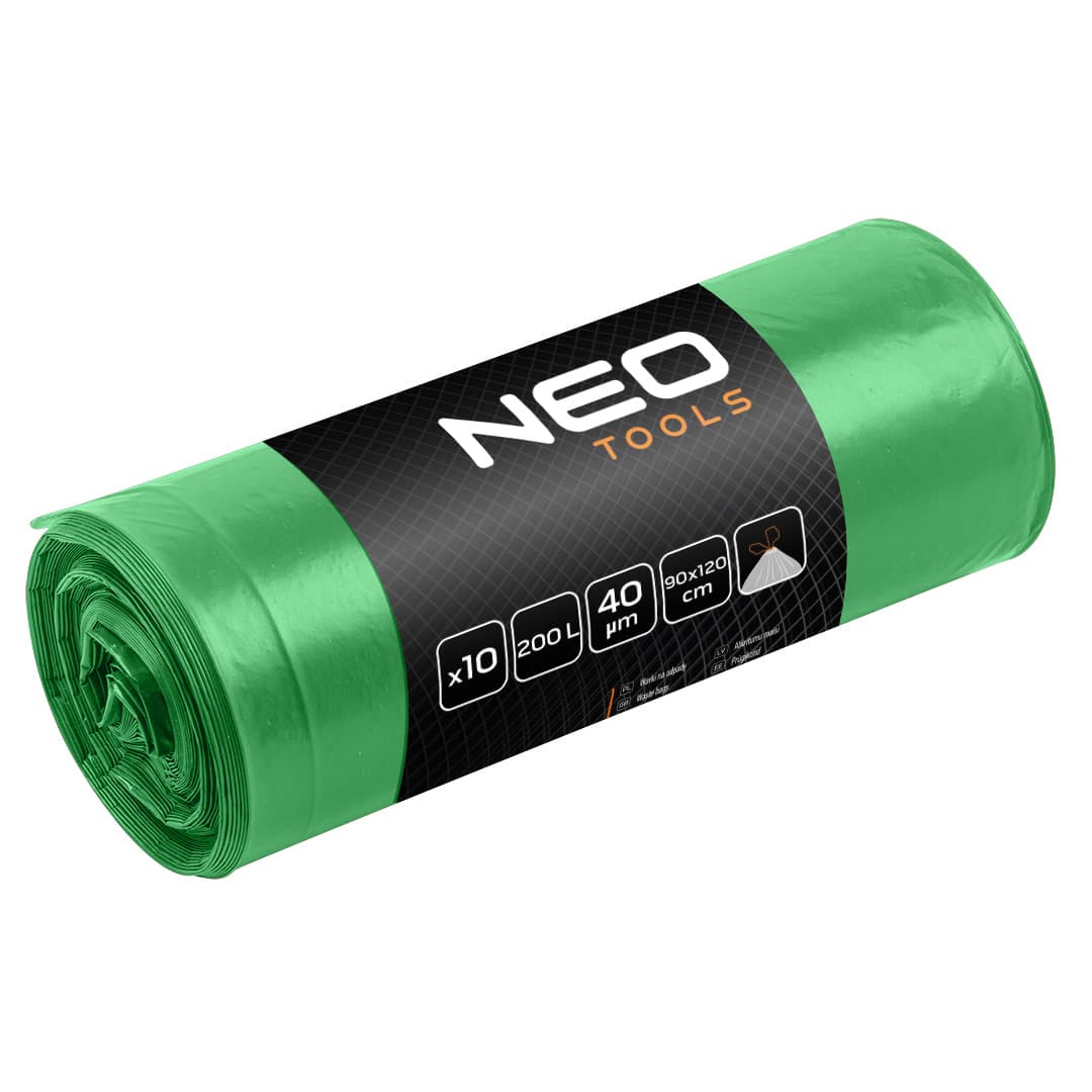 NEO TOOLS vrečke za smeti 120 L, zelene, 40 mic, 10 kos.