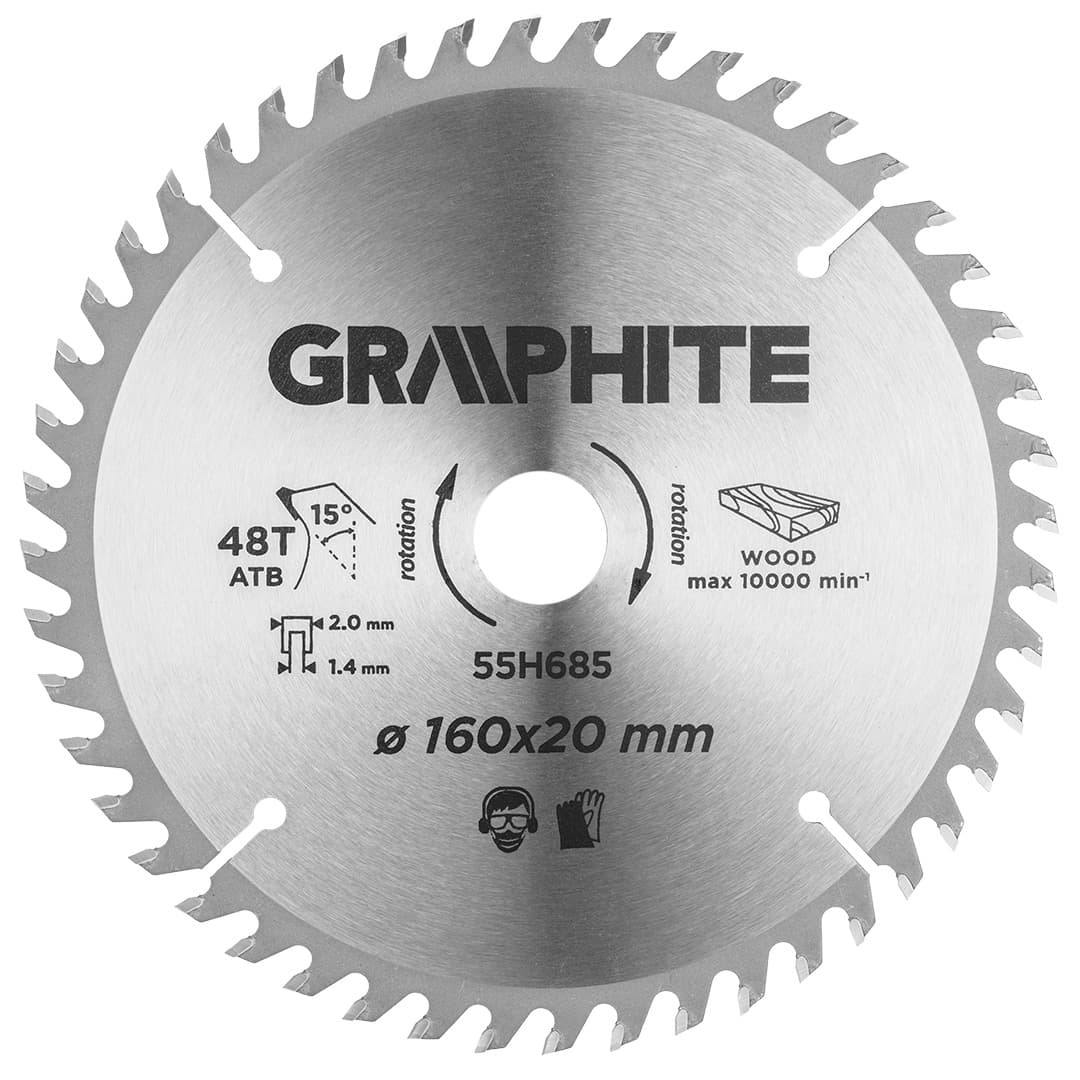 GRAPHITE Krožna žaga list, 160 x 20 mm, 48 zob