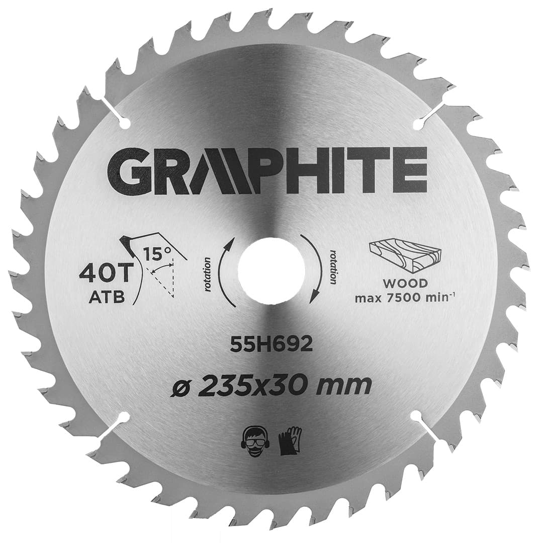 GRAPHITE Krožna žaga list, 235 x 30 mm, 40 zob