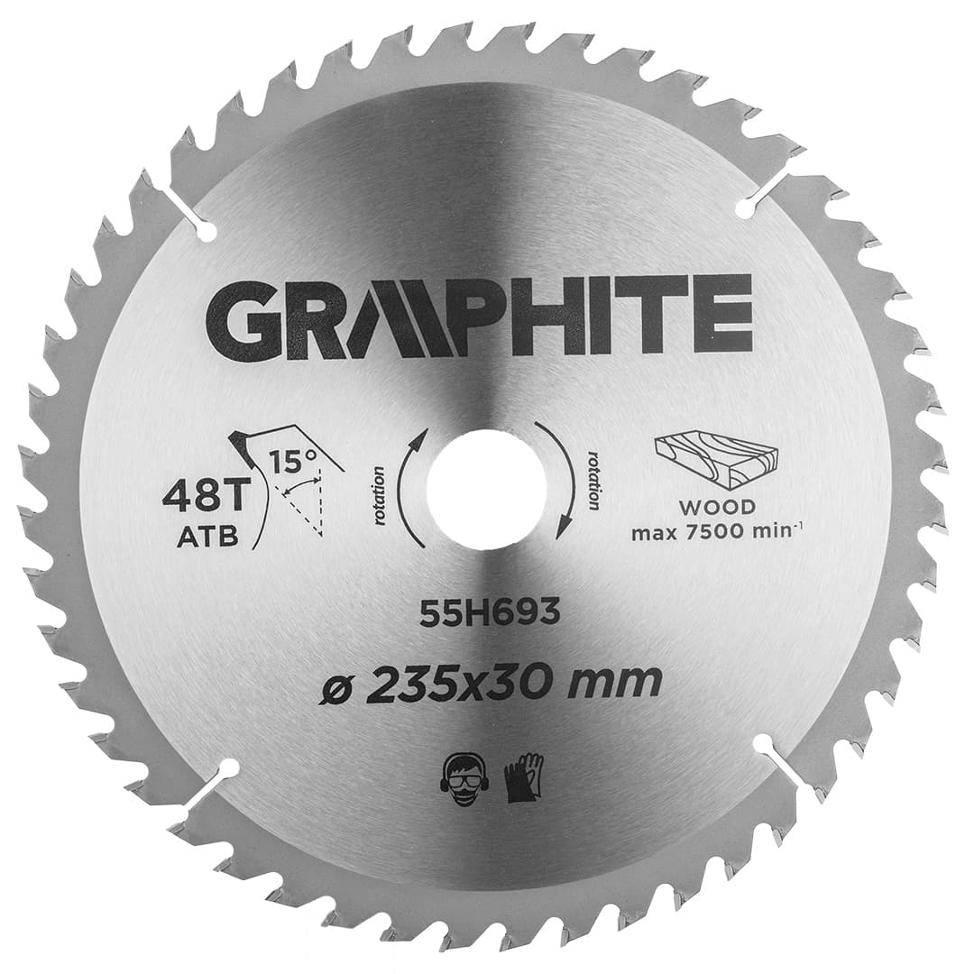 GRAPHITE Krožna žaga list, 235 x 30 mm, 48 zob